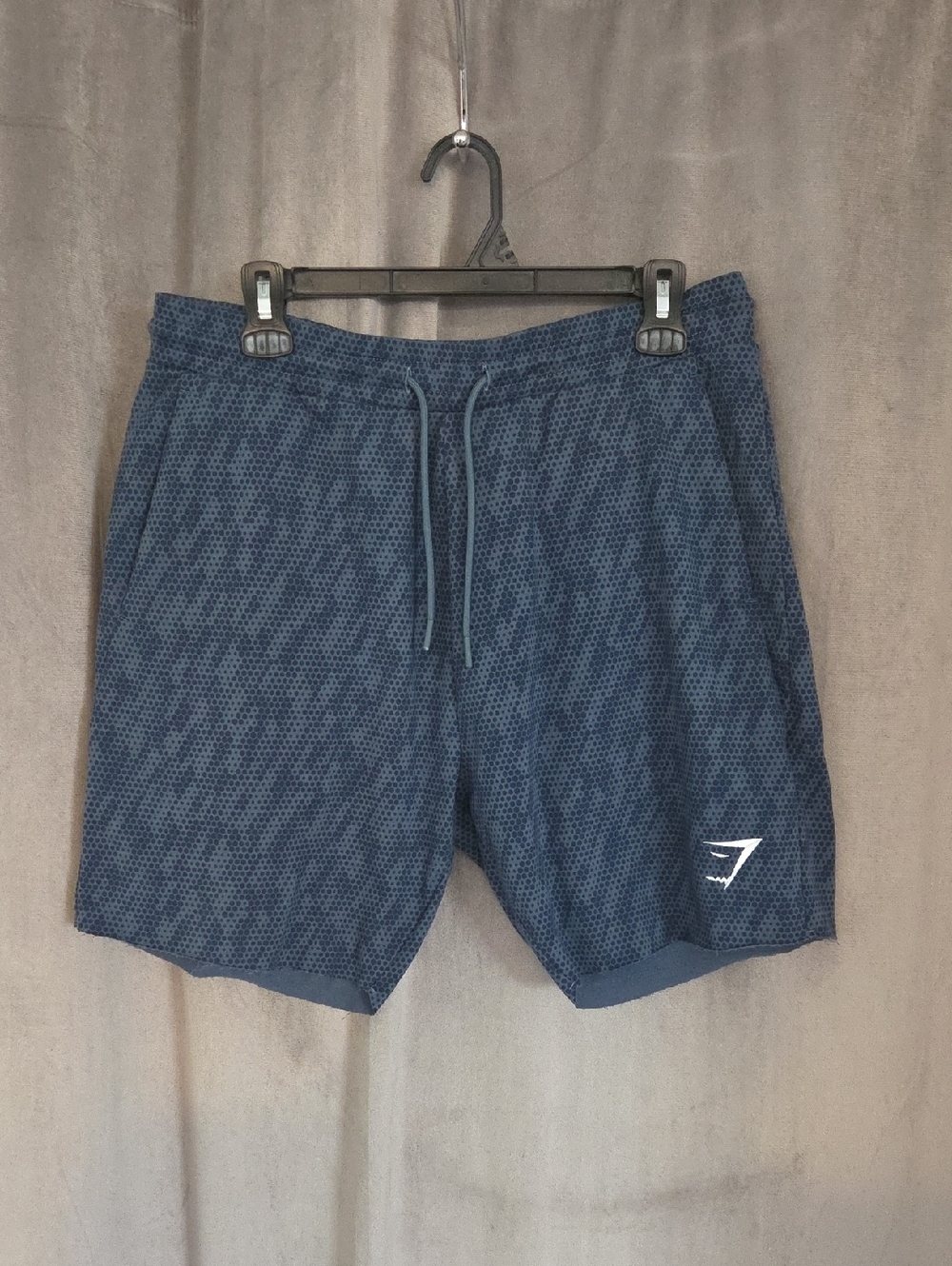 Gymshark Men’s Large Rawhem Dark Blue Patterned Training Shorts